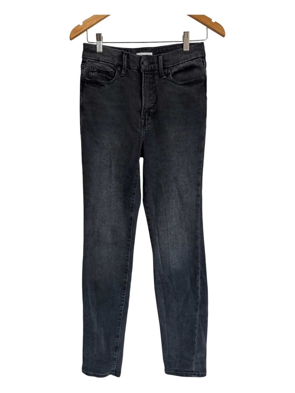 GOOD AMERICAN Good Classic Straight 4/27 Washed Black
